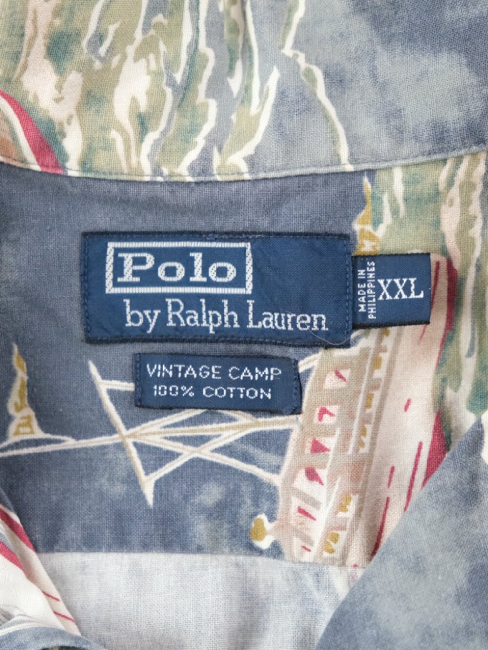 Vintage Polo Ralph Lauren Shirt Mens Size 2XL Hawaiian Camp Nautical Sailboat - Picture 3 of 5